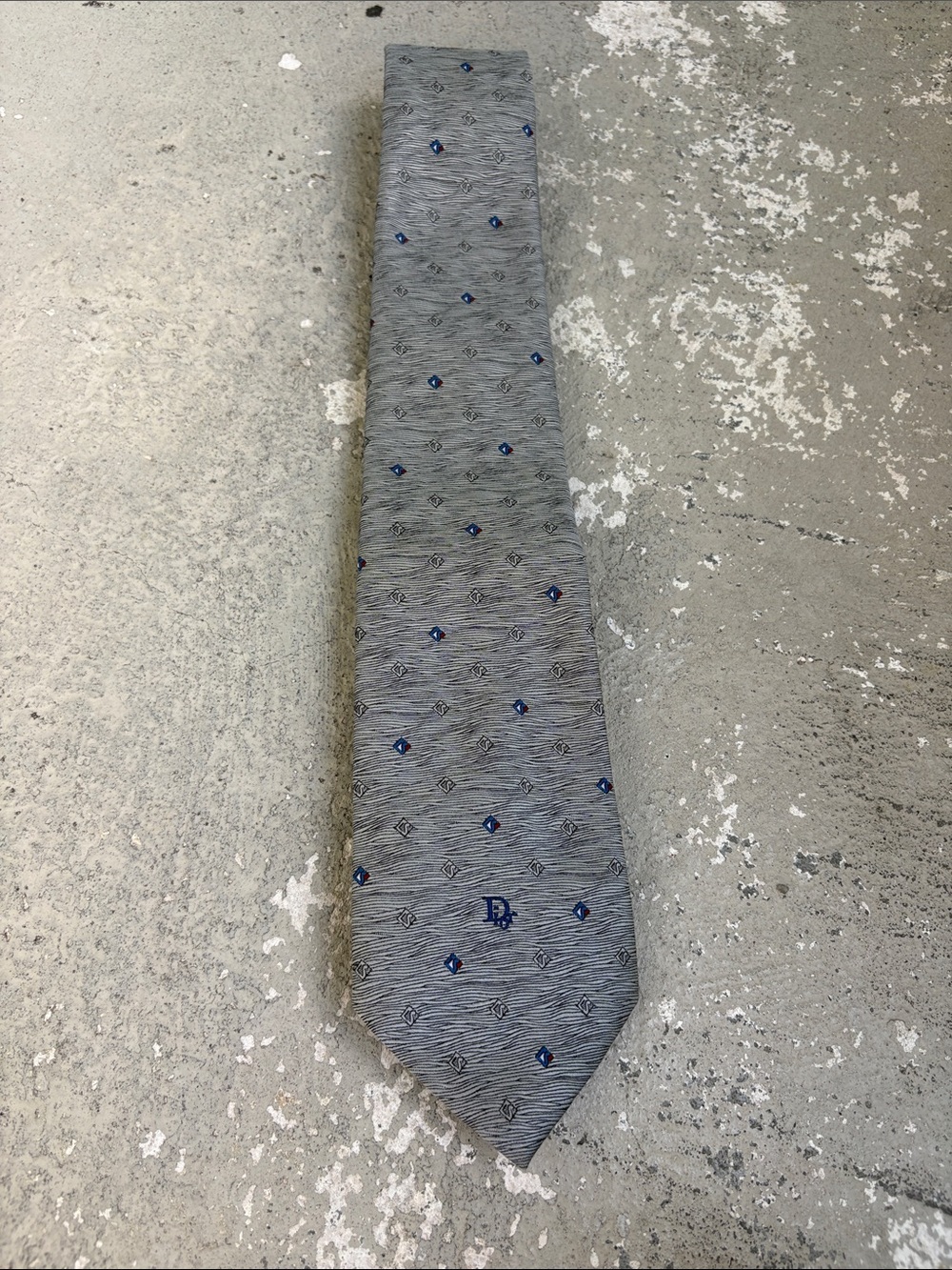 Christian Dior metallic silver tie